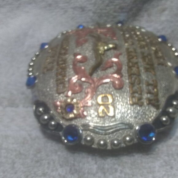 2022 ITLA Championship All Age Haltered Female Trophy Buckle Blue Stones Great main image 2